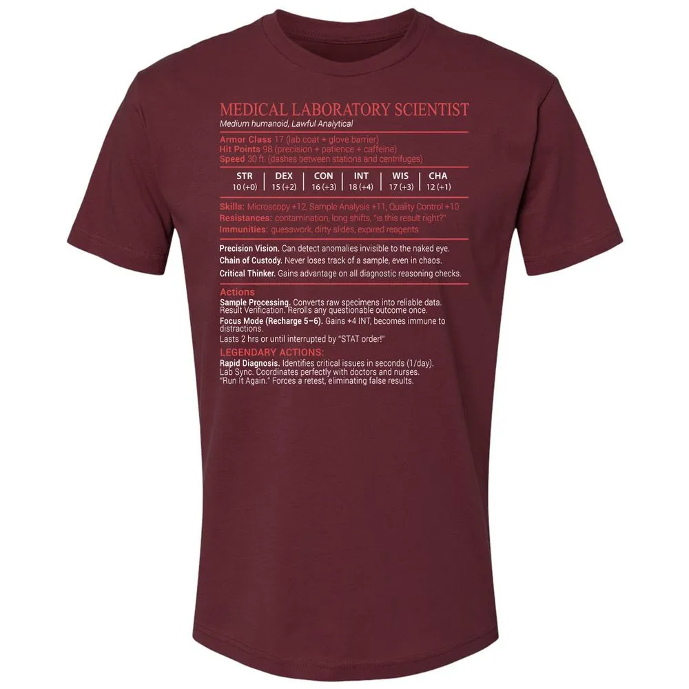 Medical Laboratory Scientist Stats Block - Maroon - 10