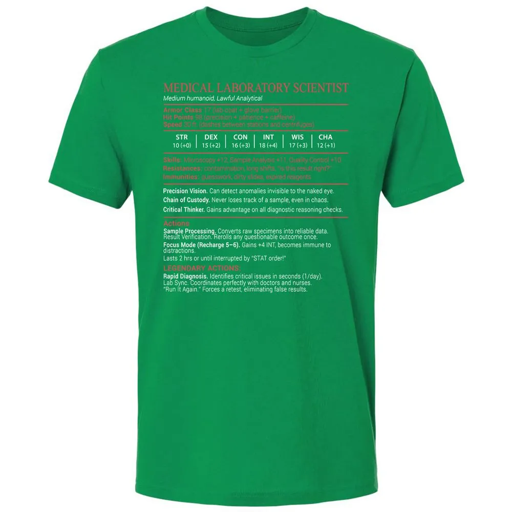 Medical Laboratory Scientist Stats Block - Kelly Green - 13