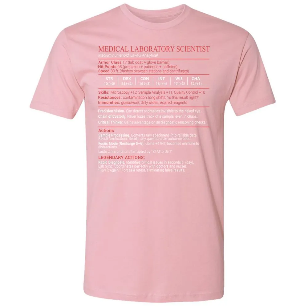 Medical Laboratory Scientist Stats Block - Light Pink - 16