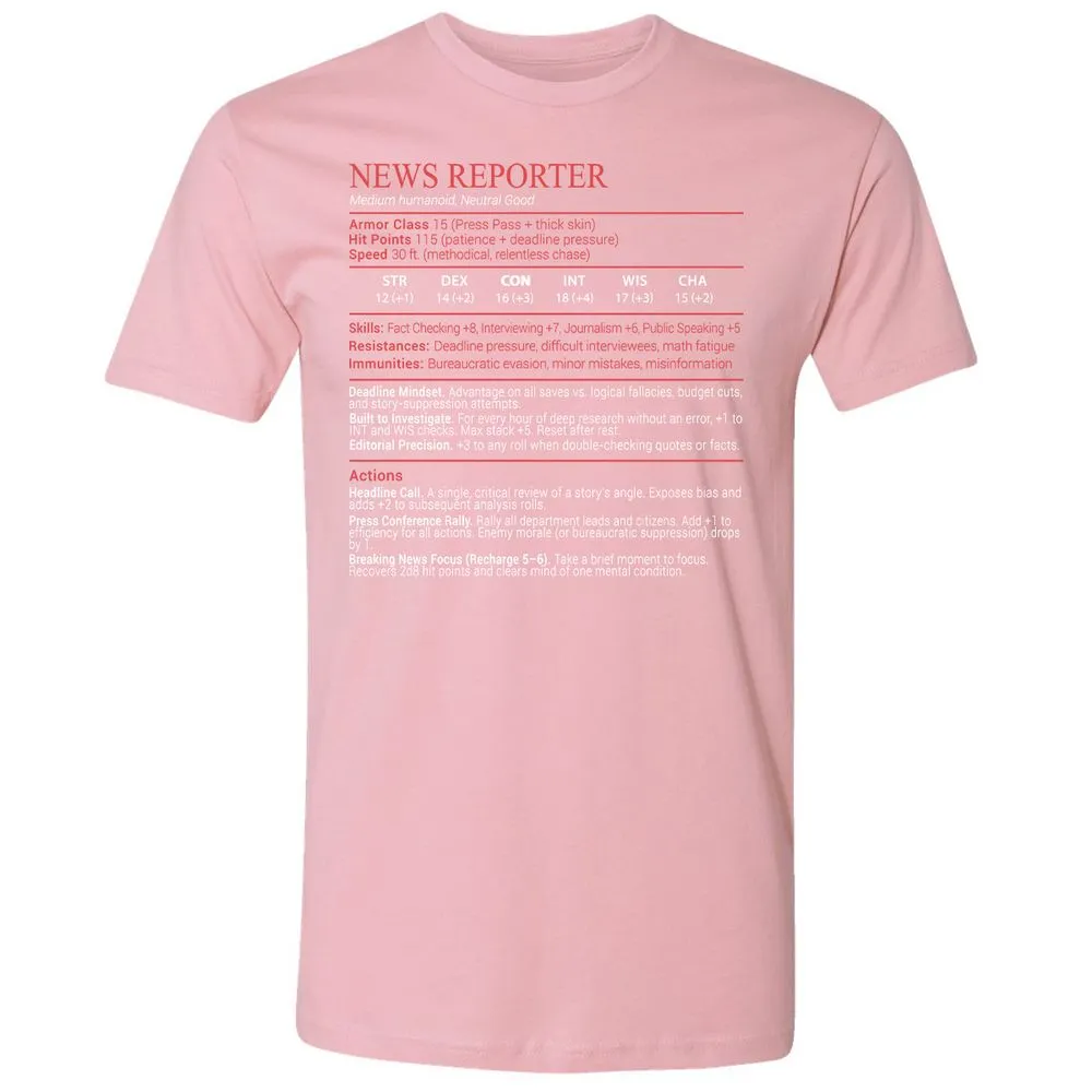 News Reporter Stats Block - Light Pink - 16