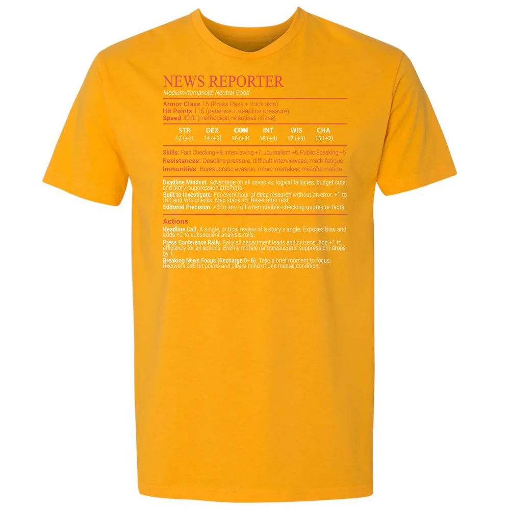News Reporter Stats Block - Gold - 18