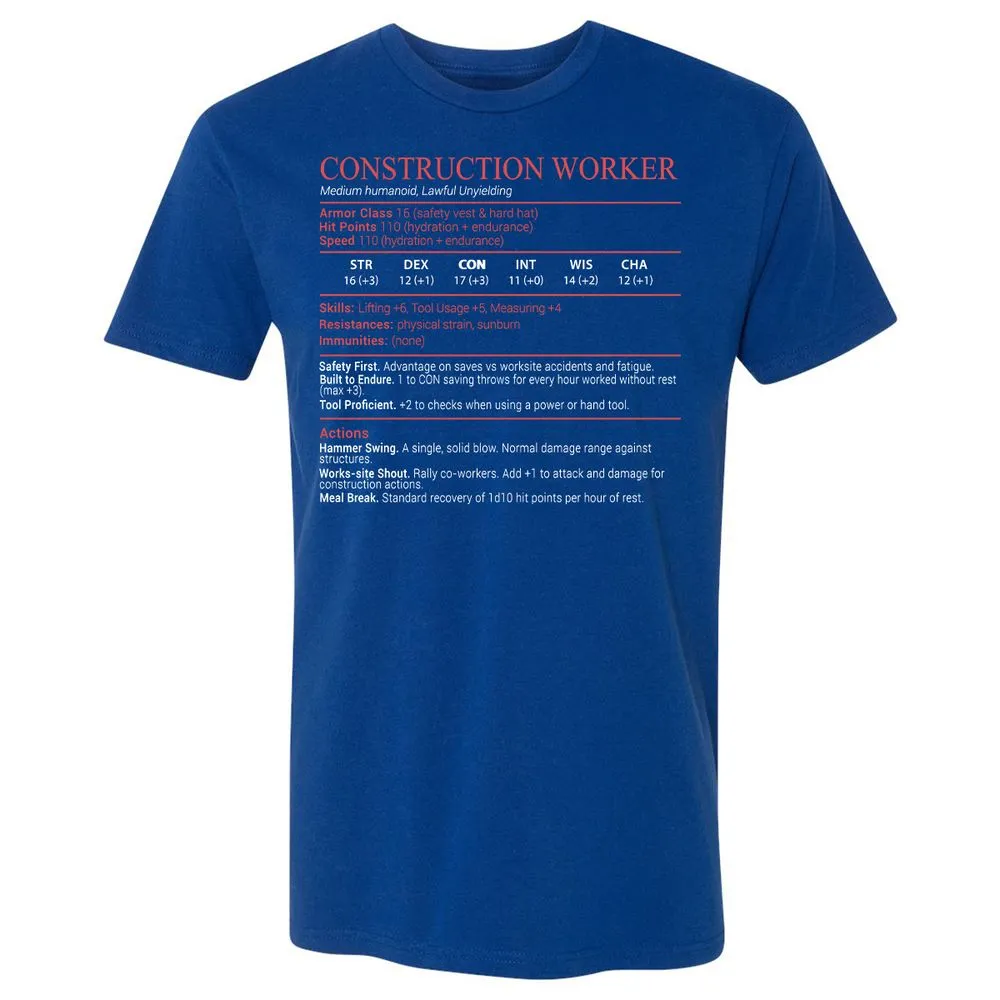 Construction Worker Stats Block - Royal - 4
