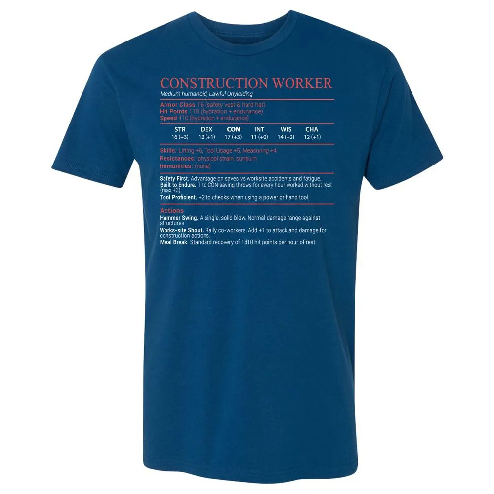 Construction Worker Stats Block - Cool Blue - 5