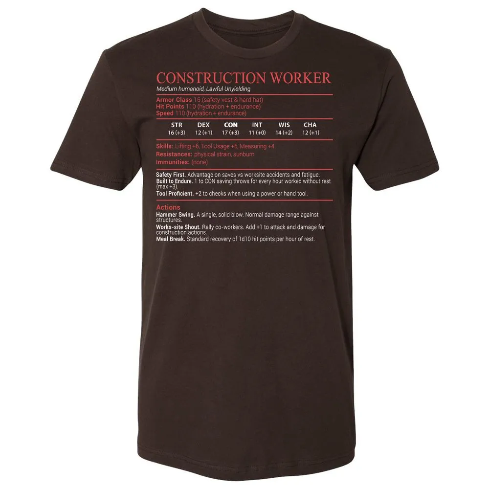 Construction Worker Stats Block - Dark Chocolate - 6