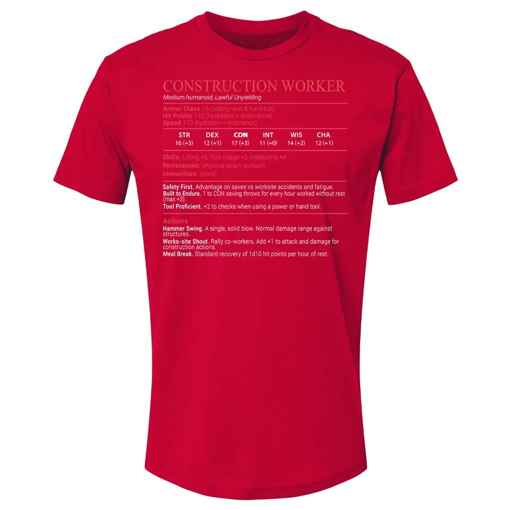 Construction Worker Stats Block - Red - 9