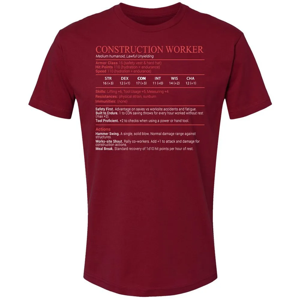 Construction Worker Stats Block - Cardinal - 11