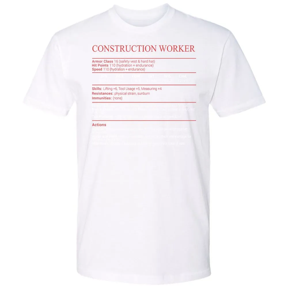 Construction Worker Stats Block - White - 17
