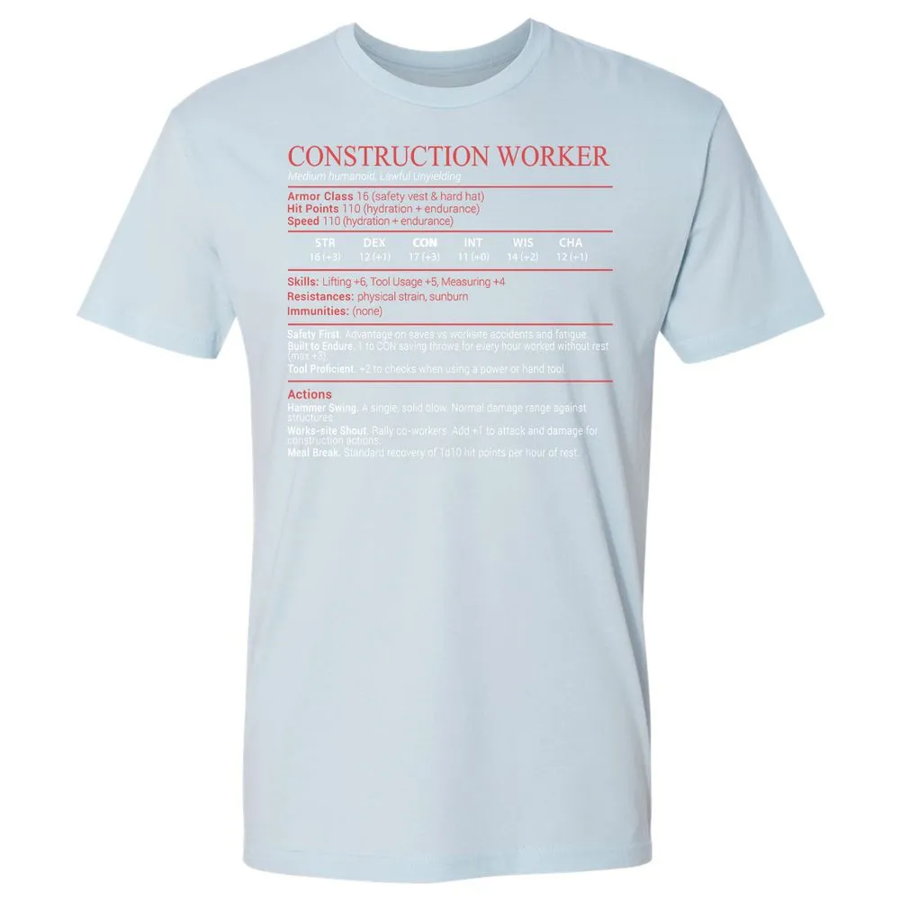 Construction Worker Stats Block - Light Blue - 21