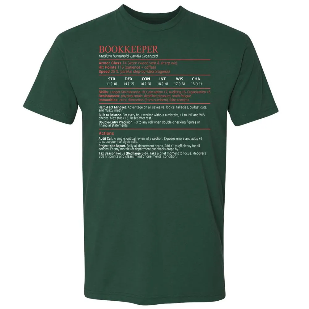 Bookkeepper Stats Block - Forest Green - 3