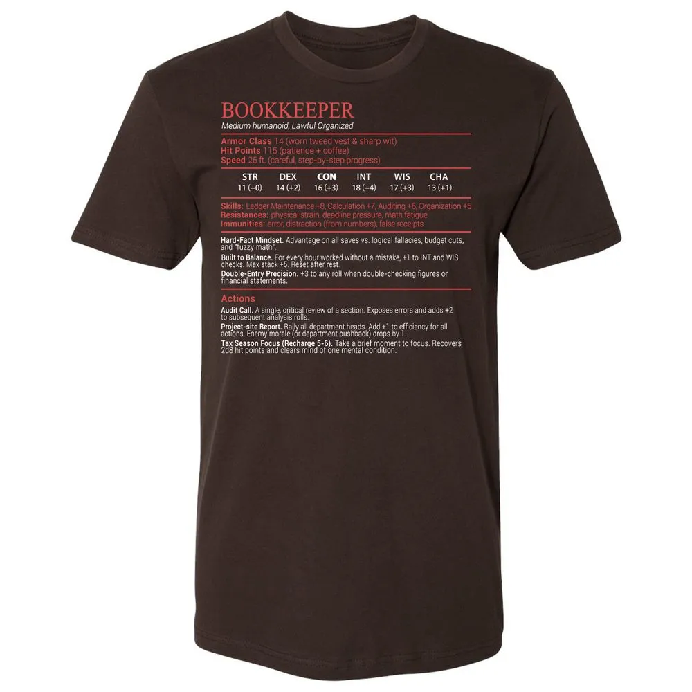 Bookkeepper Stats Block - Dark Chocolate - 6