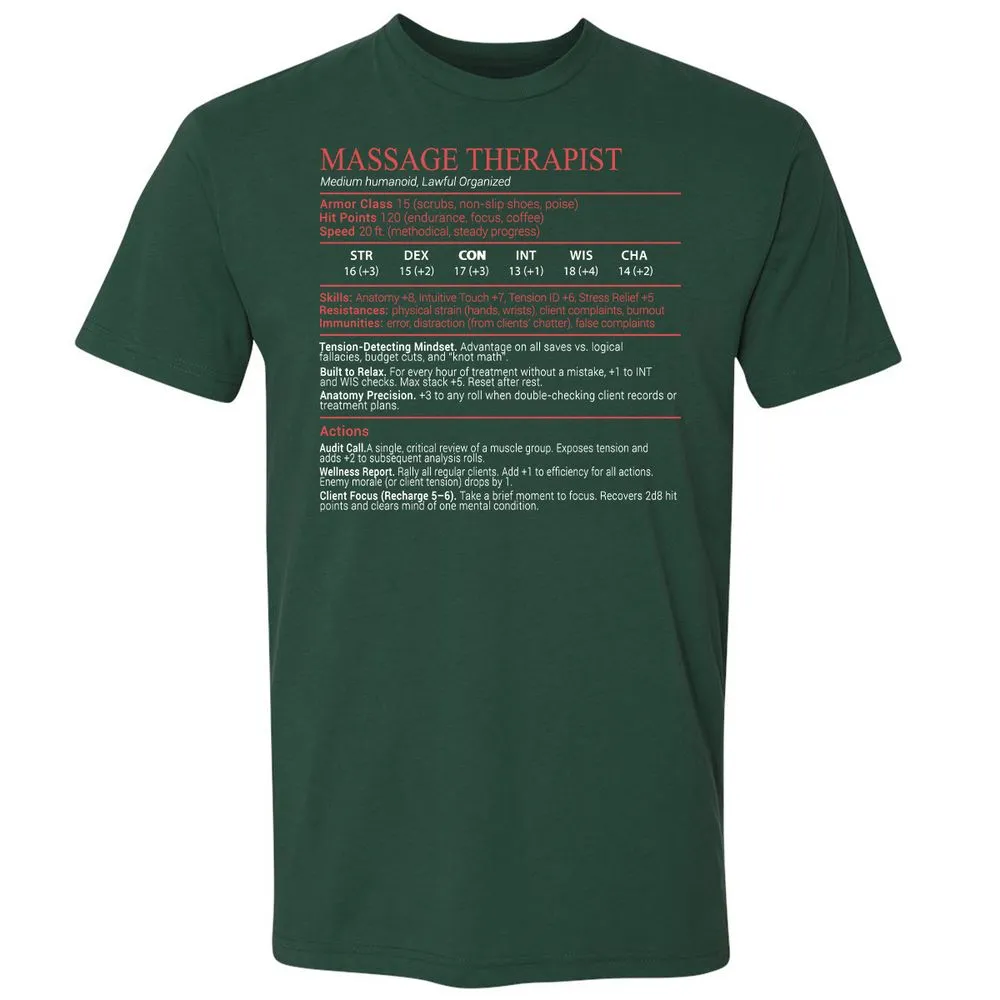 Massage Therapist Stats Block - Forest Green - 3