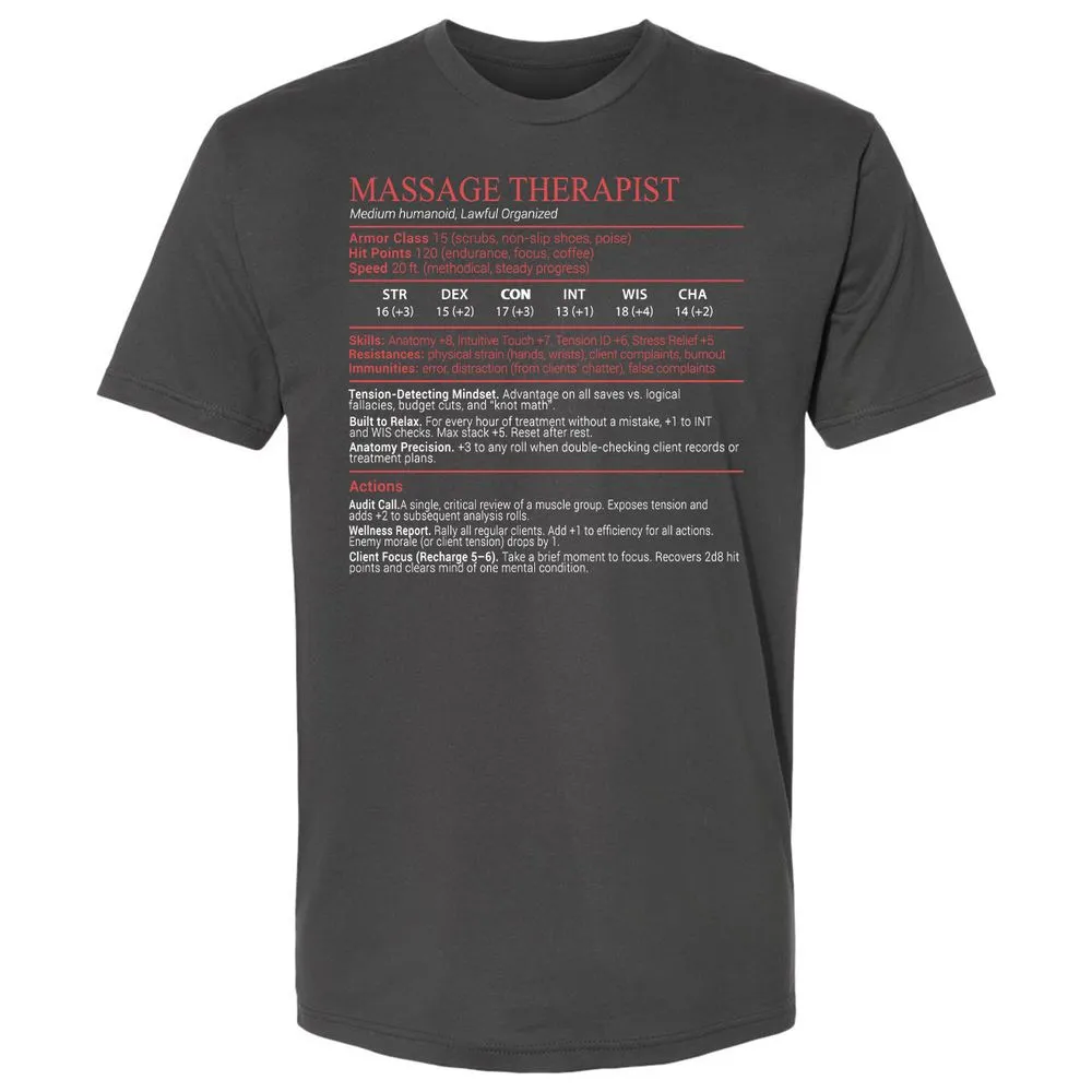 Massage Therapist Stats Block - Heavy Metal - 7