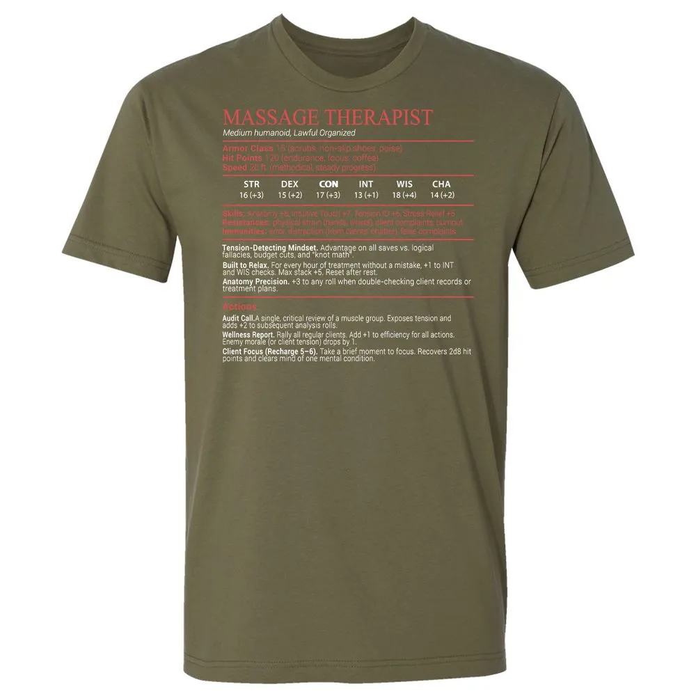 Massage Therapist Stats Block - Military Green - 8