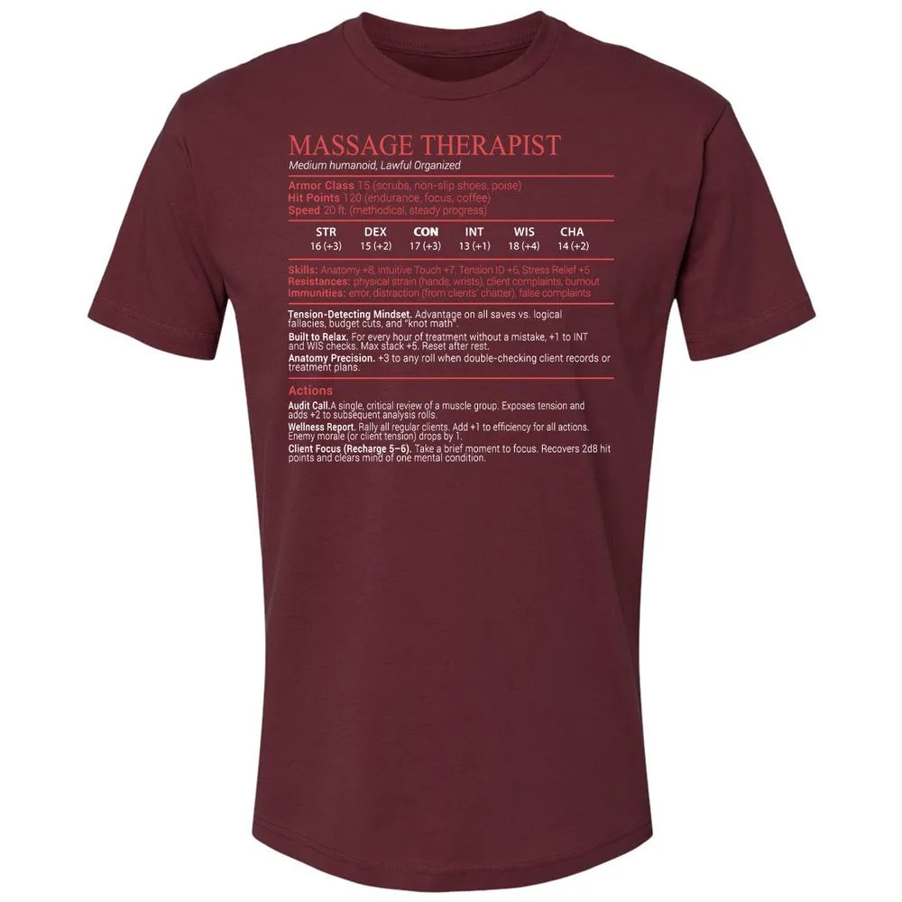 Massage Therapist Stats Block - Maroon - 10