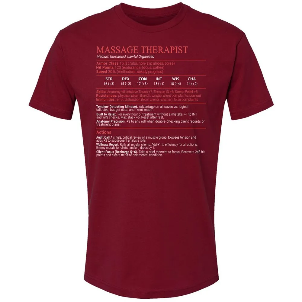 Massage Therapist Stats Block - Cardinal - 11
