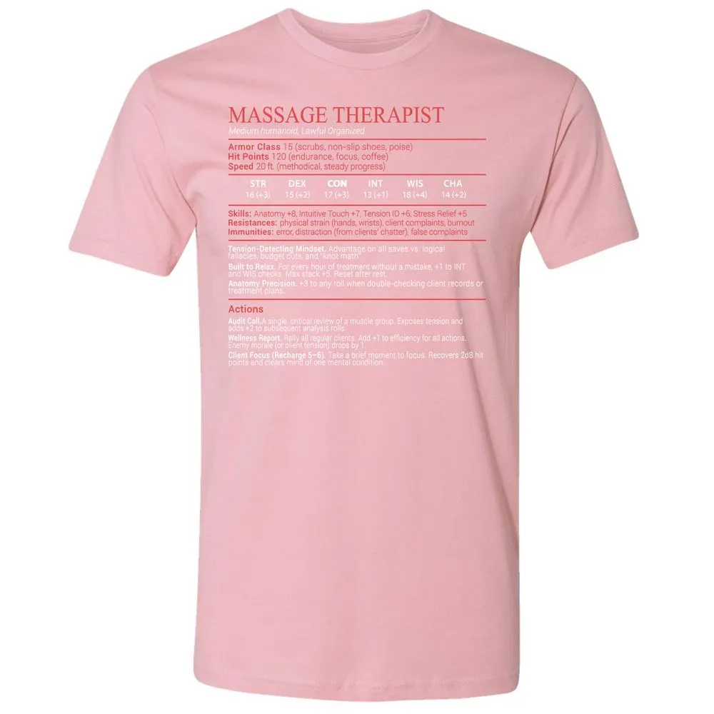 Massage Therapist Stats Block - Light Pink - 16