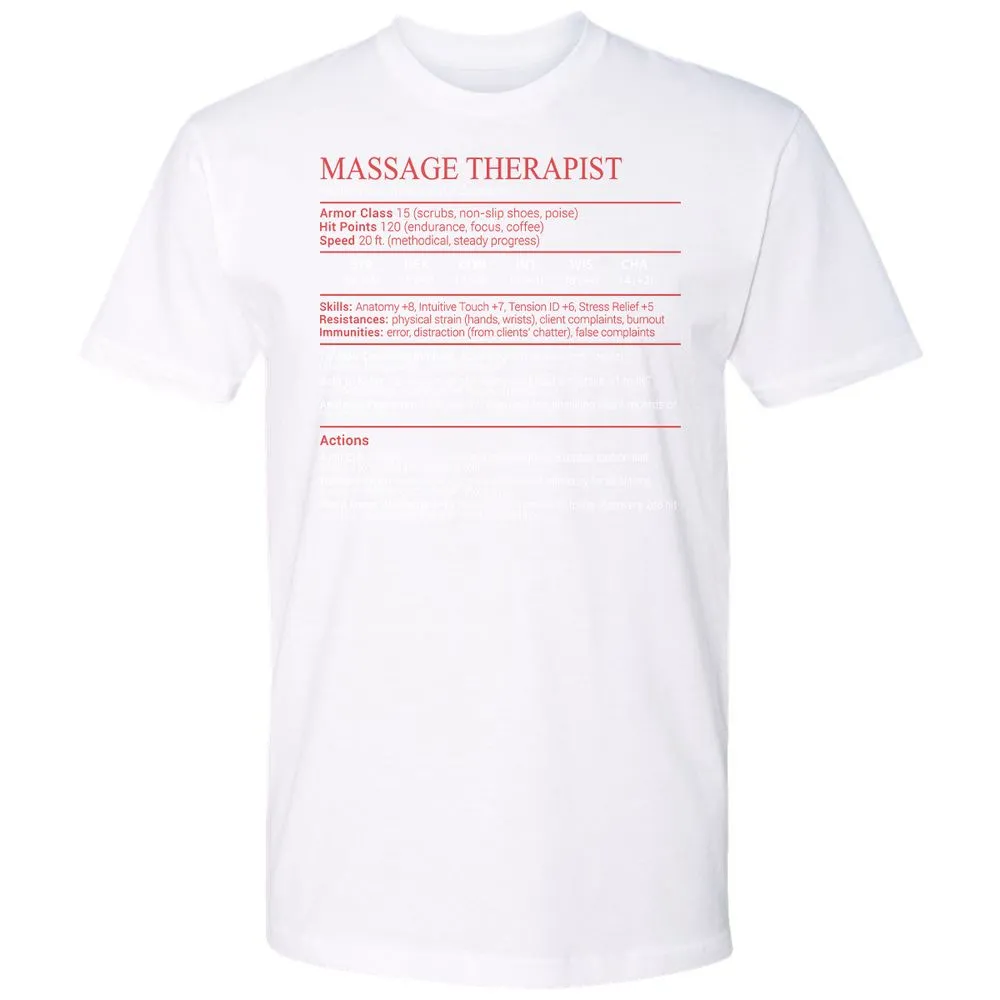 Massage Therapist Stats Block - White - 17