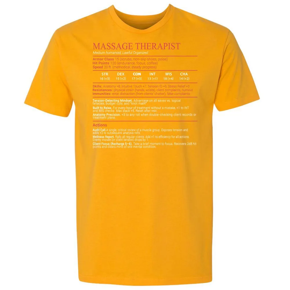 Massage Therapist Stats Block - Gold - 18