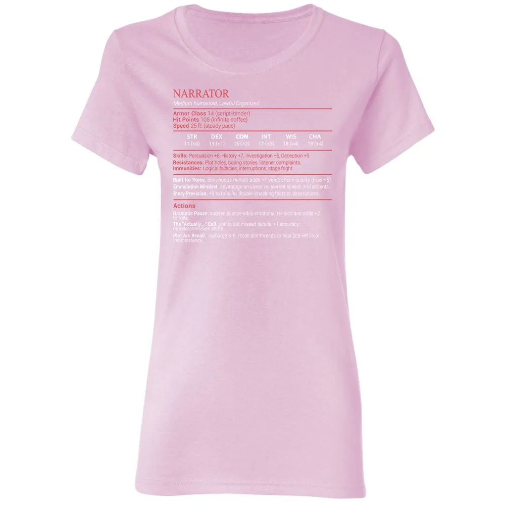 Narrator Stats Block - Light Pink - 8