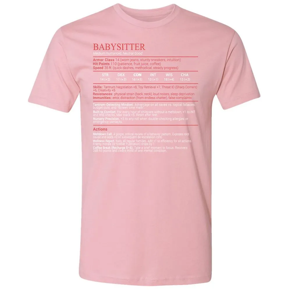 Baby Sitter Stats Block - Light Pink - 16