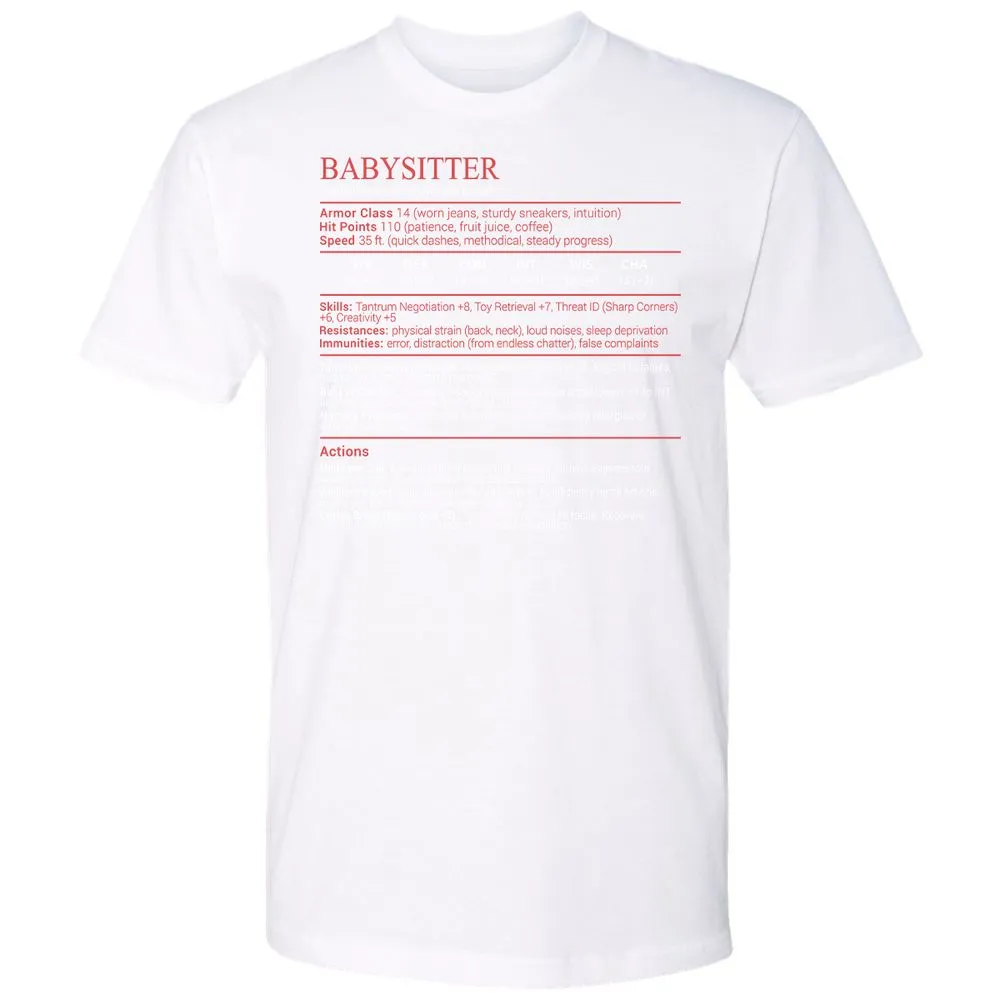 Baby Sitter Stats Block - White - 17