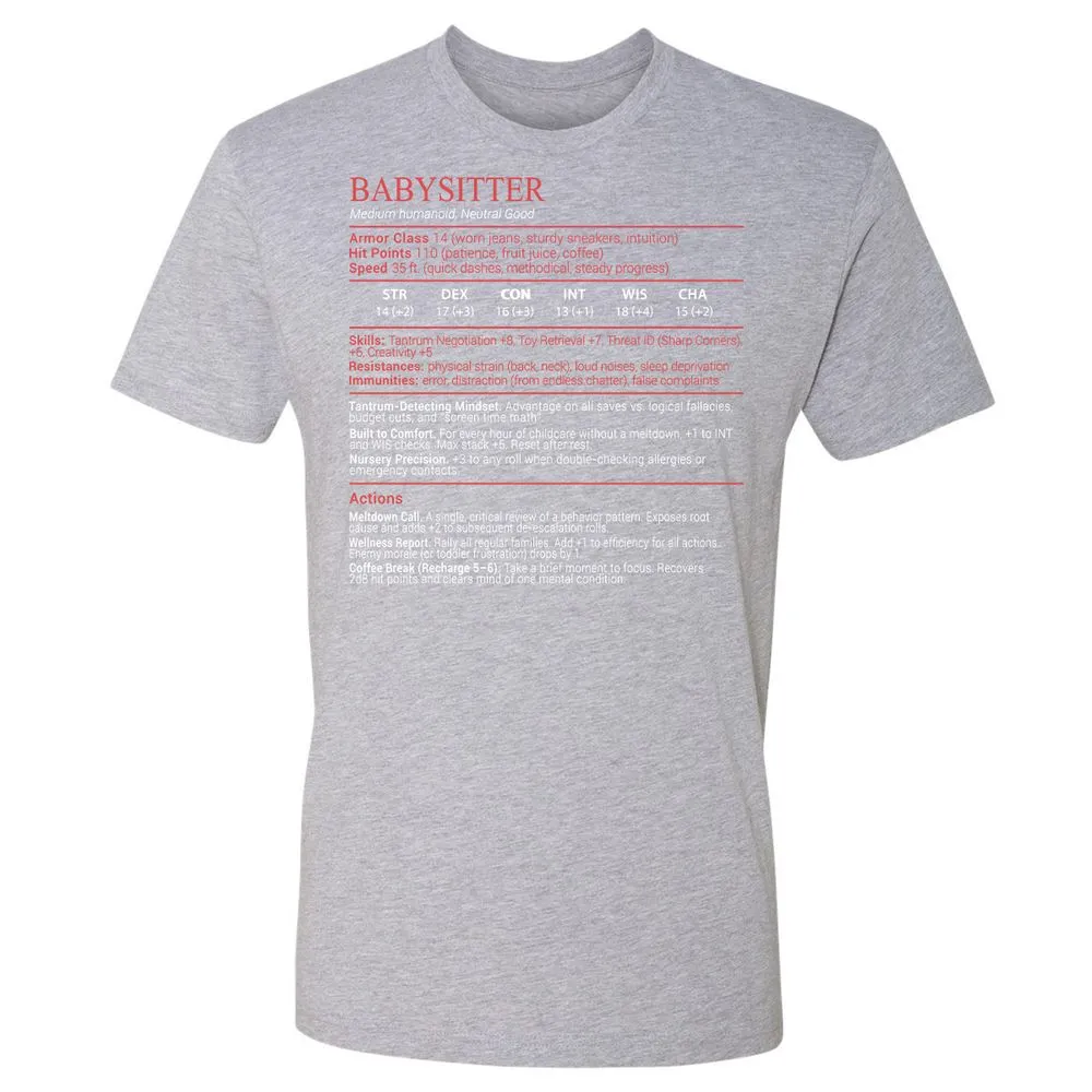 Baby Sitter Stats Block - Heather Grey - 19