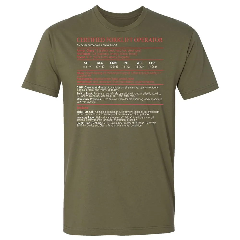 Certified Forklift Operator Stats Block - Military Green - 8