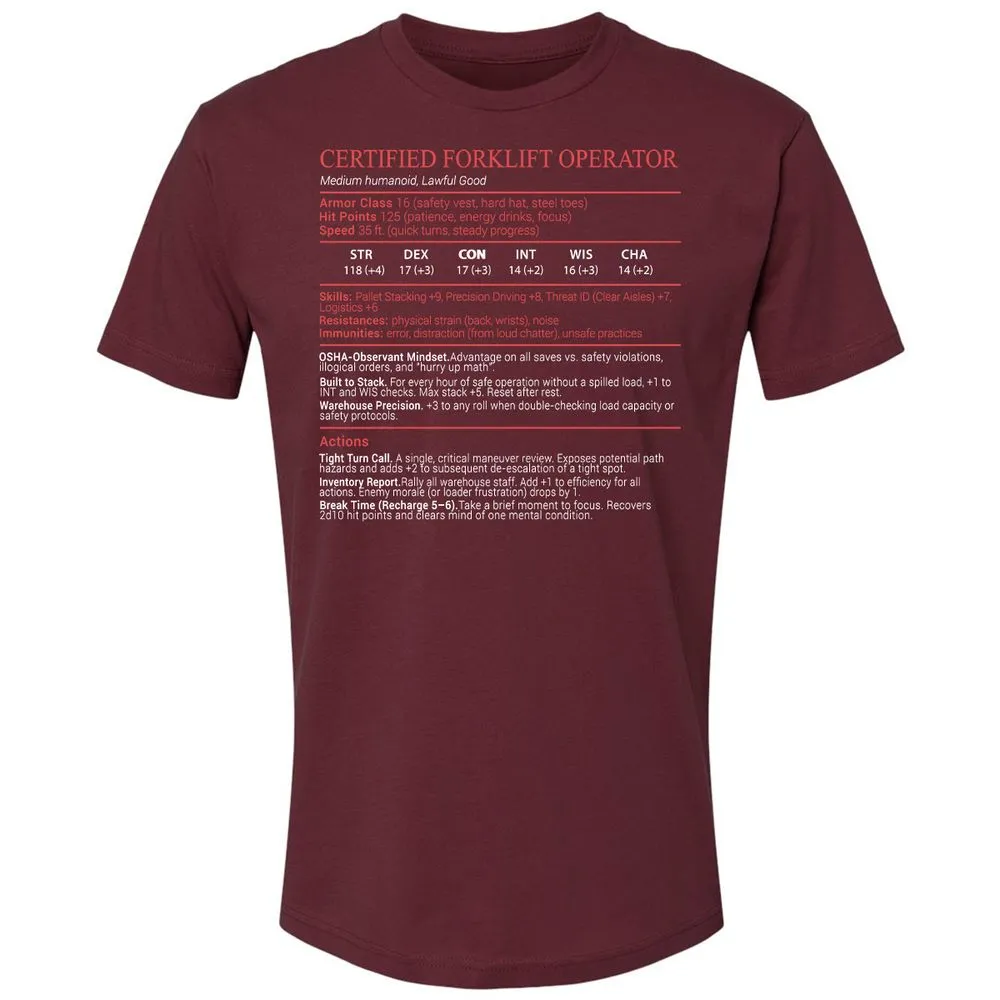 Certified Forklift Operator Stats Block - Maroon - 10