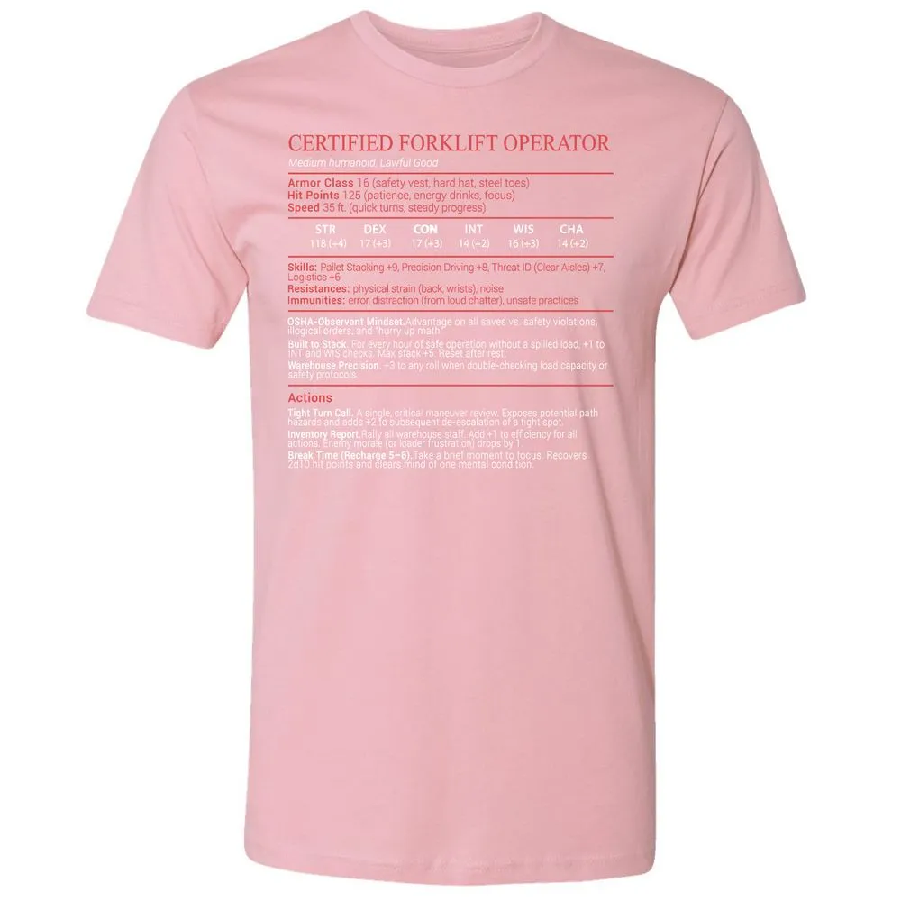Certified Forklift Operator Stats Block - Light Pink - 16
