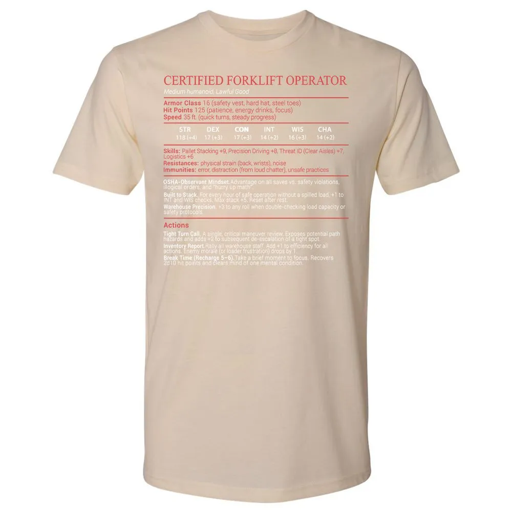 Certified Forklift Operator Stats Block - Cream - 20