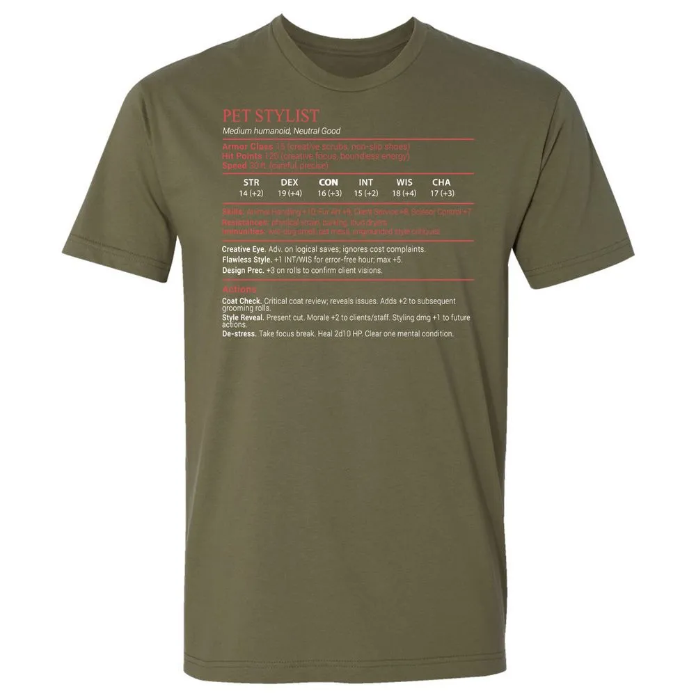 Pet Stylist Stats Block - Military Green - 8
