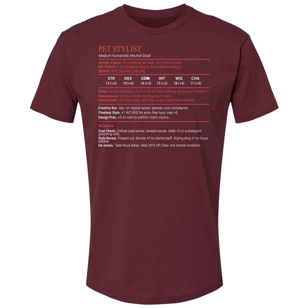 Pet Stylist Stats Block - Maroon - 10