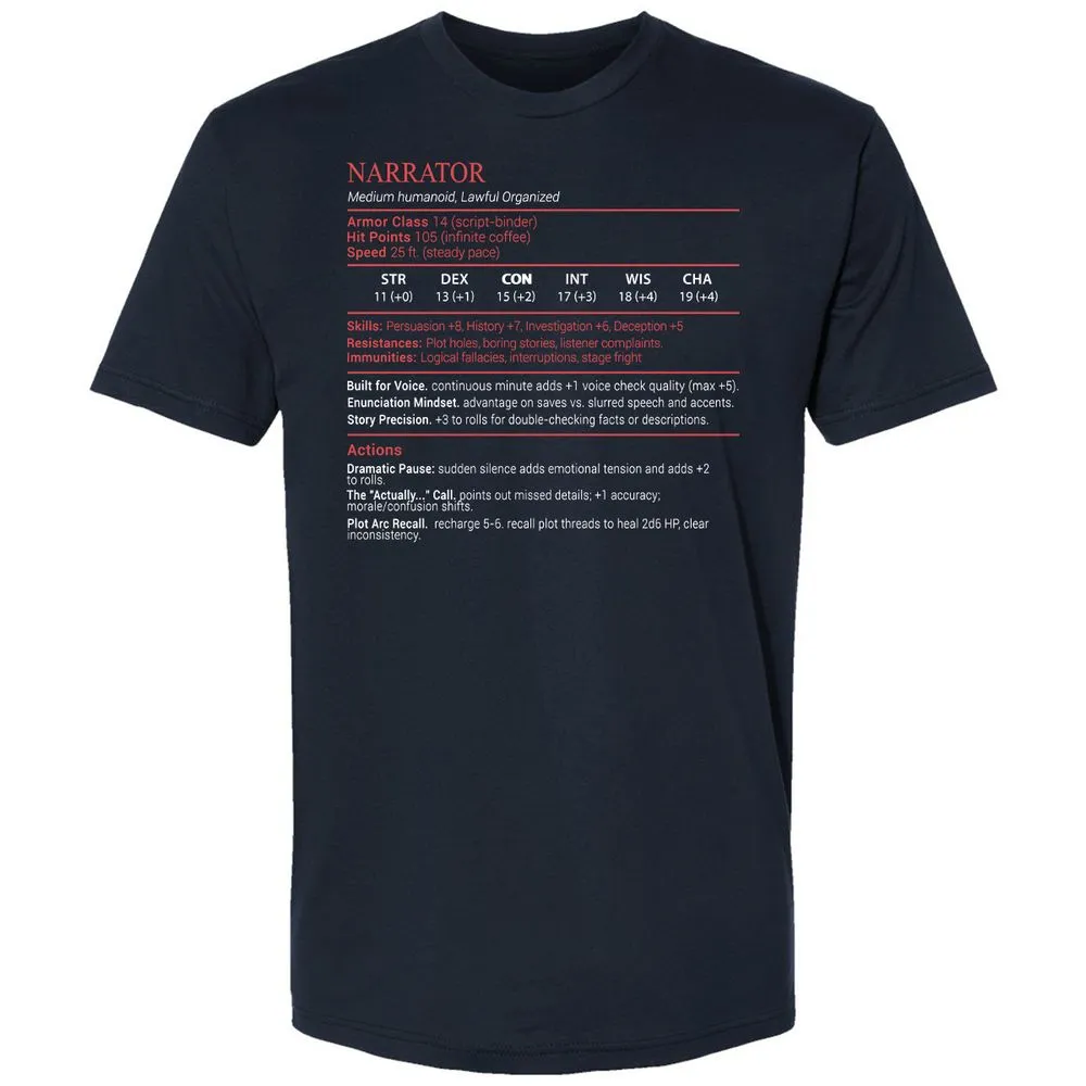 Narrator Stats Block - Midnight Navy - 2