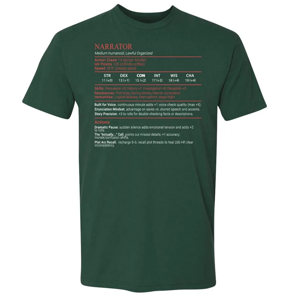 Narrator Stats Block - Forest Green - 3