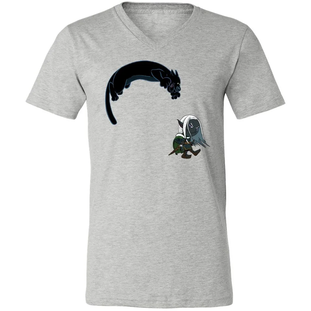 Drizzt and Guenhwyvar Unisex V-Neck T-Shirt - Athletic Heather - 2