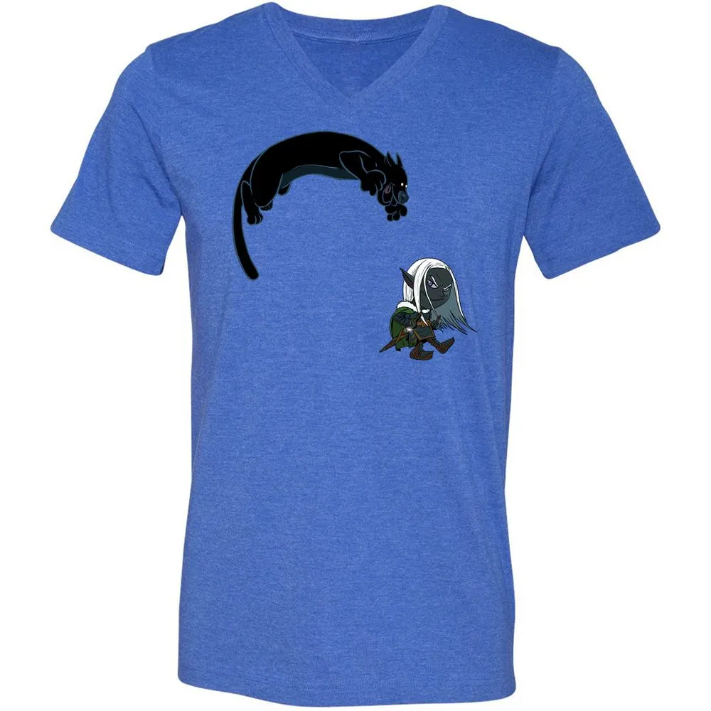 Drizzt and Guenhwyvar Unisex V-Neck T-Shirt - Heather True Royal - 4