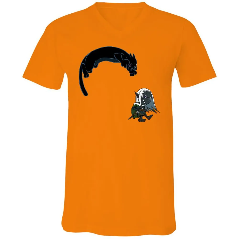 Drizzt and Guenhwyvar Unisex V-Neck T-Shirt - Orange - 7