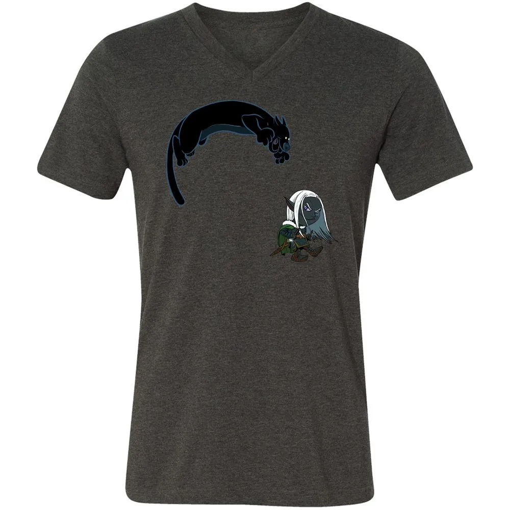 Drizzt and Guenhwyvar Unisex V-Neck T-Shirt - Dark Grey Heather - 8