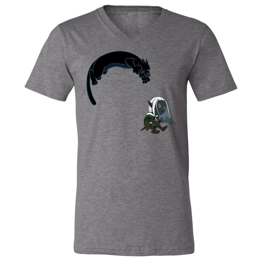 Drizzt and Guenhwyvar Unisex V-Neck T-Shirt - Deep Heather - 9