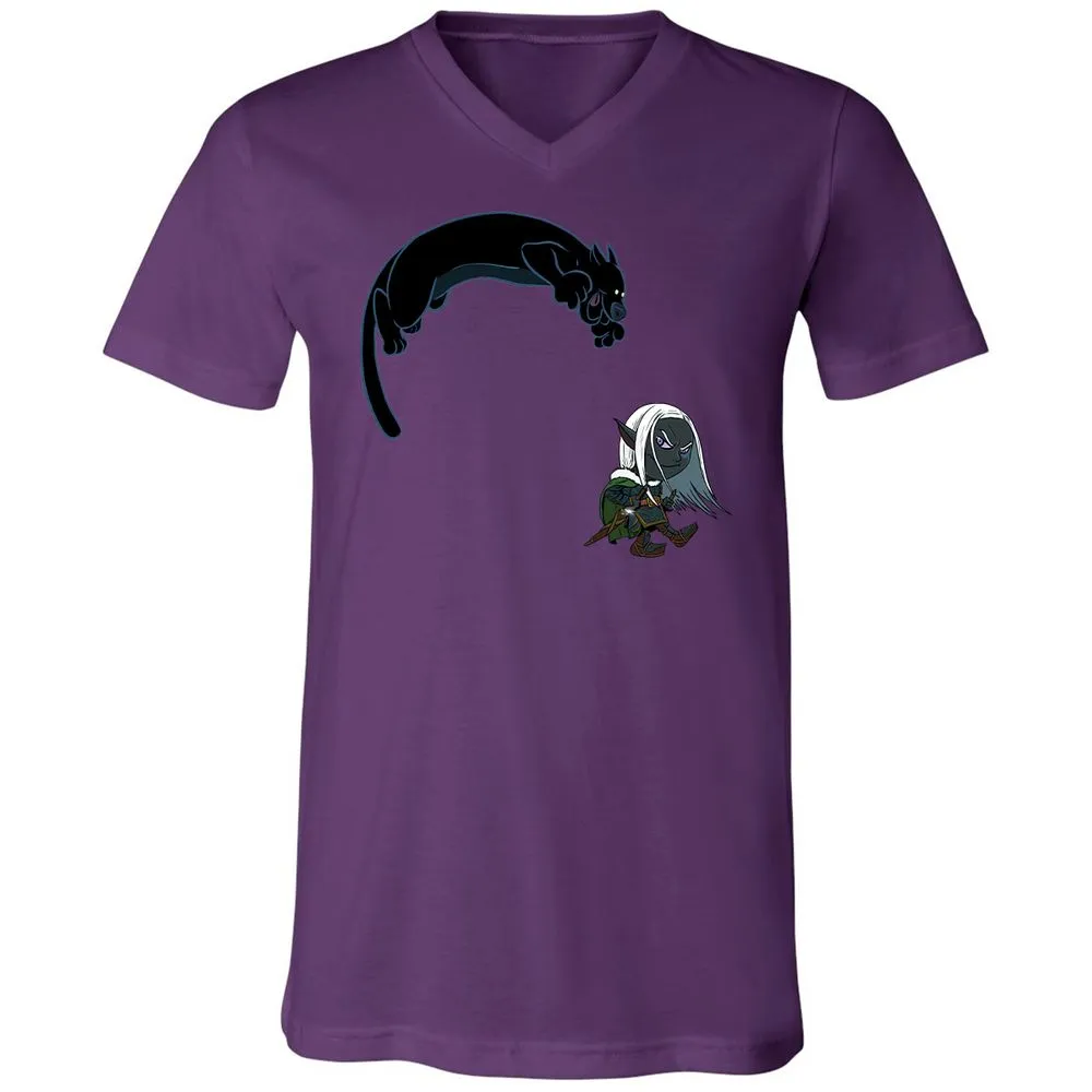 Drizzt and Guenhwyvar Unisex V-Neck T-Shirt - Team Purple - 10