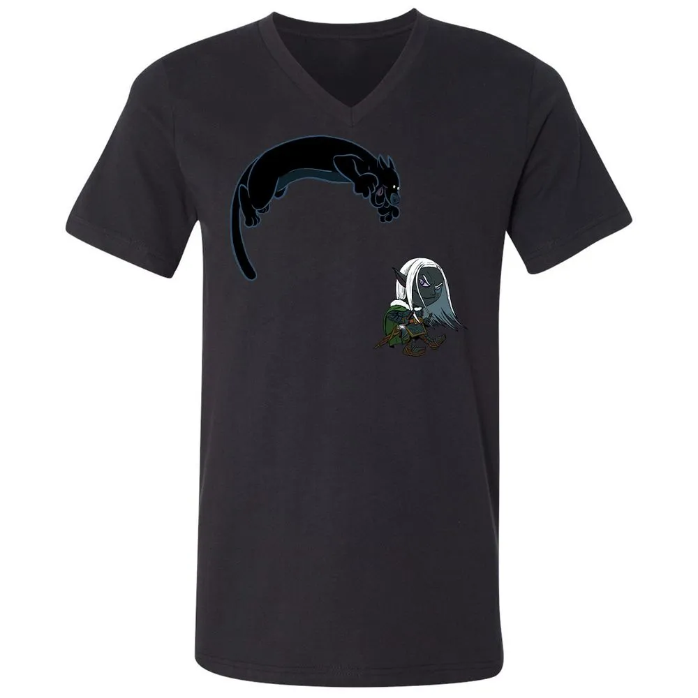 Drizzt and Guenhwyvar Unisex V-Neck T-Shirt - Black - 11