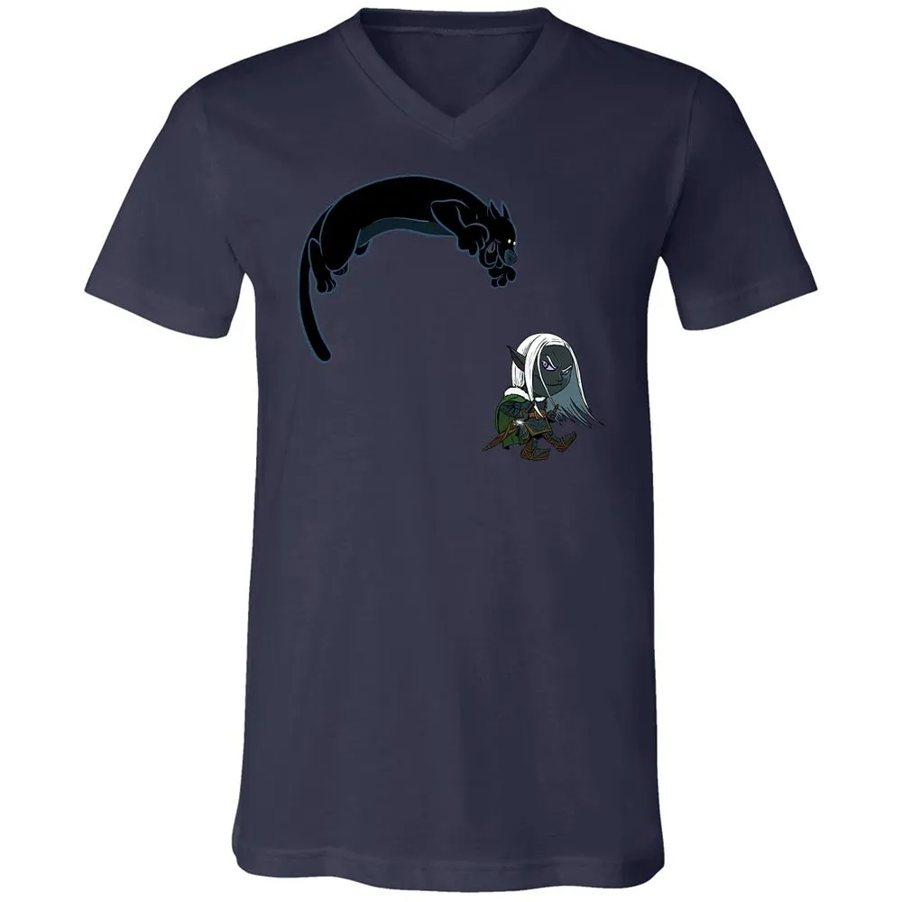 Drizzt and Guenhwyvar Unisex V-Neck T-Shirt - Navy - 12