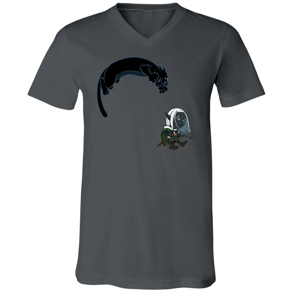 Drizzt and Guenhwyvar Unisex V-Neck T-Shirt - Asphalt - 16
