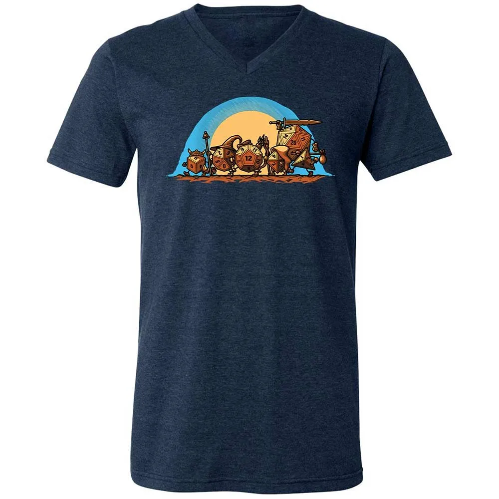 The Fellowship Of The Dice Unisex V-Neck T-Shirt - Heather Navy - 3