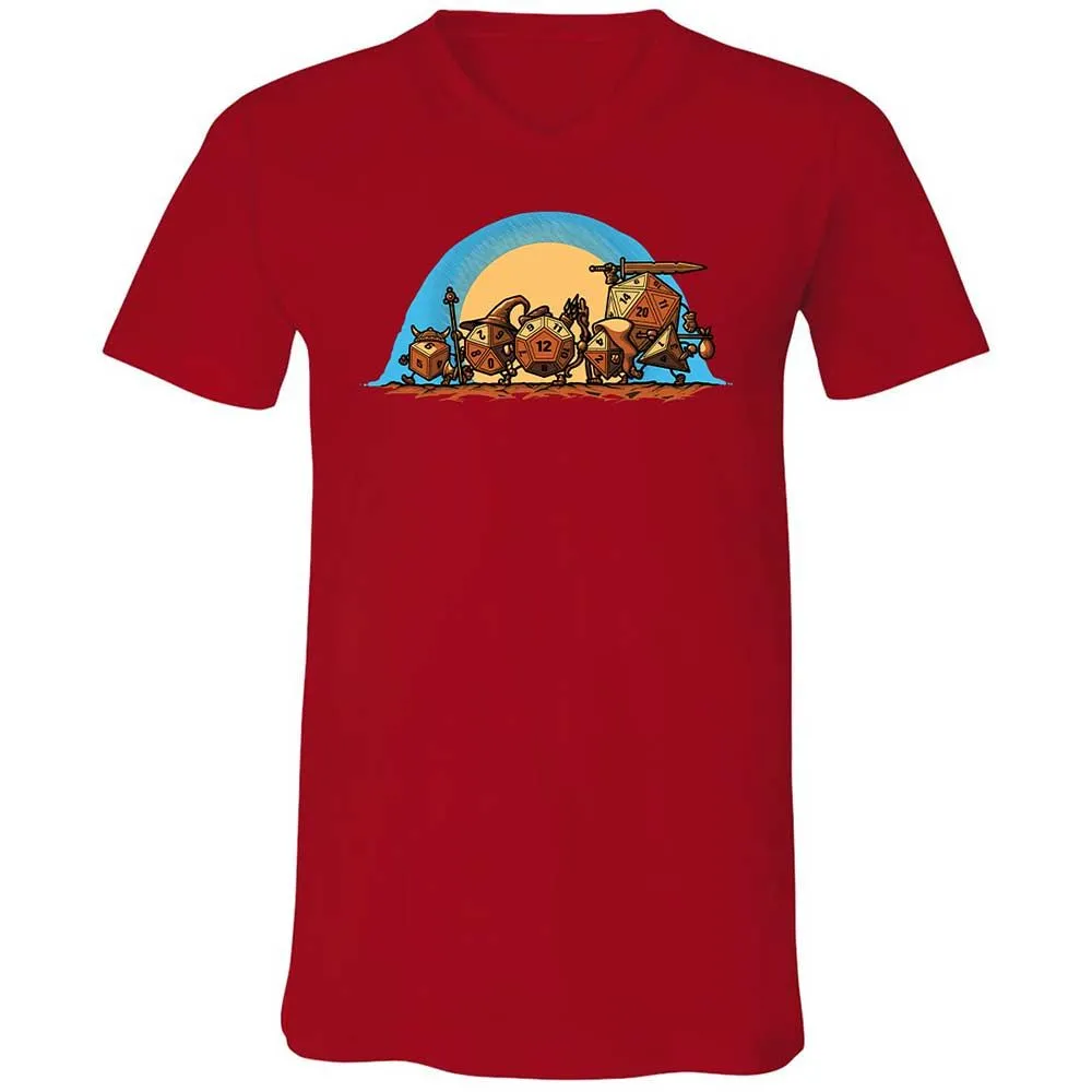 The Fellowship Of The Dice Unisex V-Neck T-Shirt - Red - 6