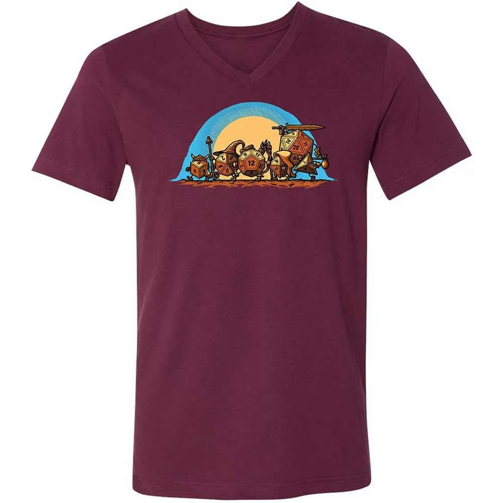 The Fellowship Of The Dice Unisex V-Neck T-Shirt - Maroon - 8