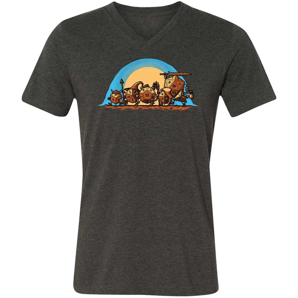 The Fellowship Of The Dice Unisex V-Neck T-Shirt - Dark Grey Heather - 9