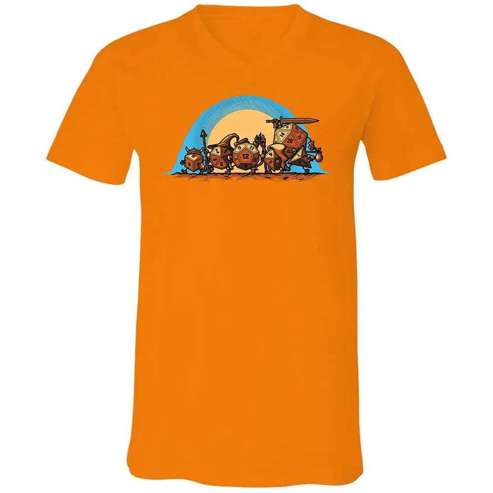 The Fellowship Of The Dice Unisex V-Neck T-Shirt - Orange - 12
