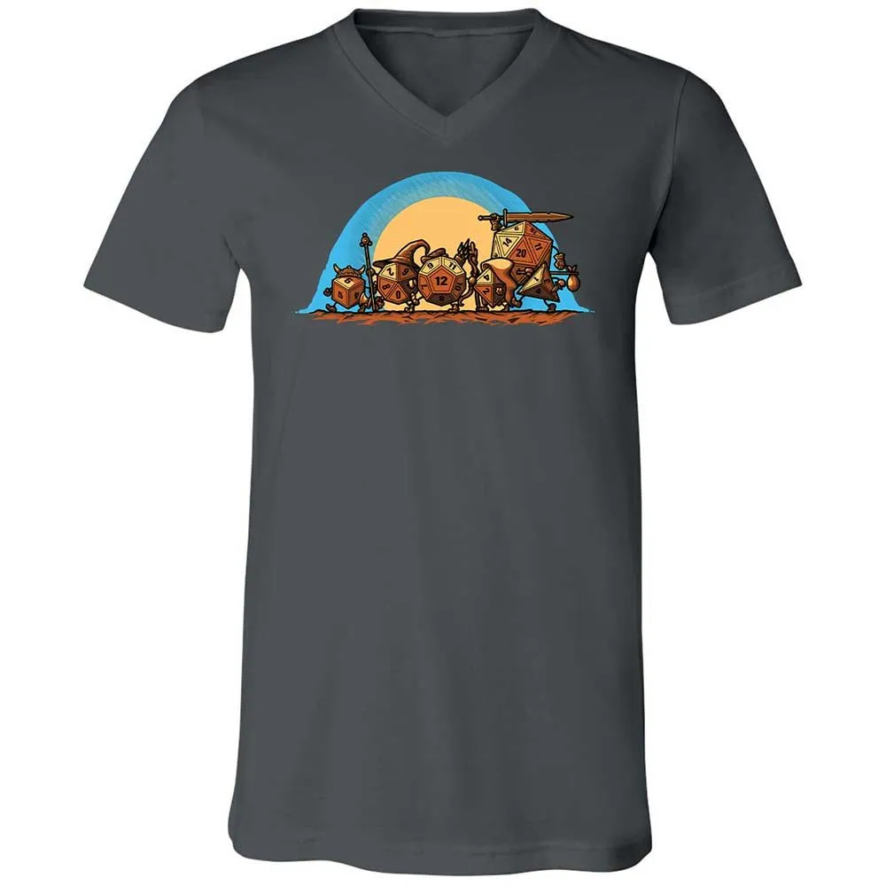 The Fellowship Of The Dice Unisex V-Neck T-Shirt - Asphalt - 13