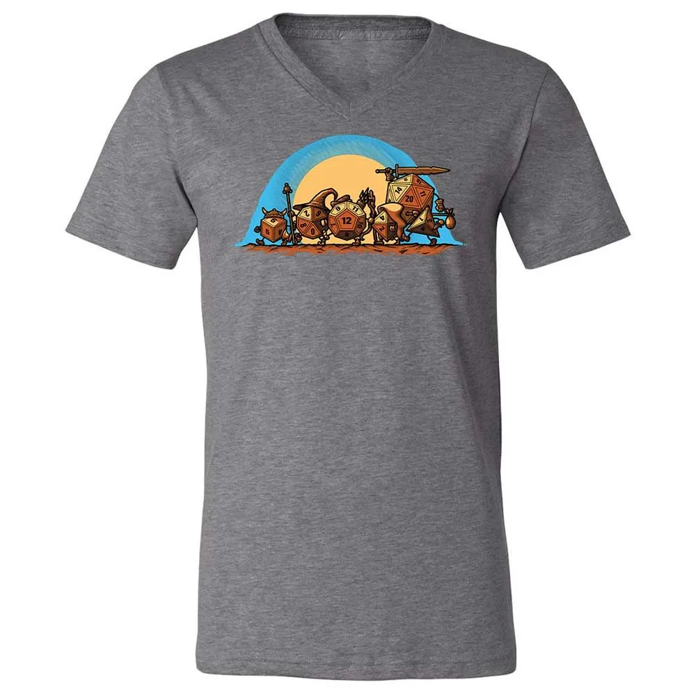 The Fellowship Of The Dice Unisex V-Neck T-Shirt - Deep Heather - 14